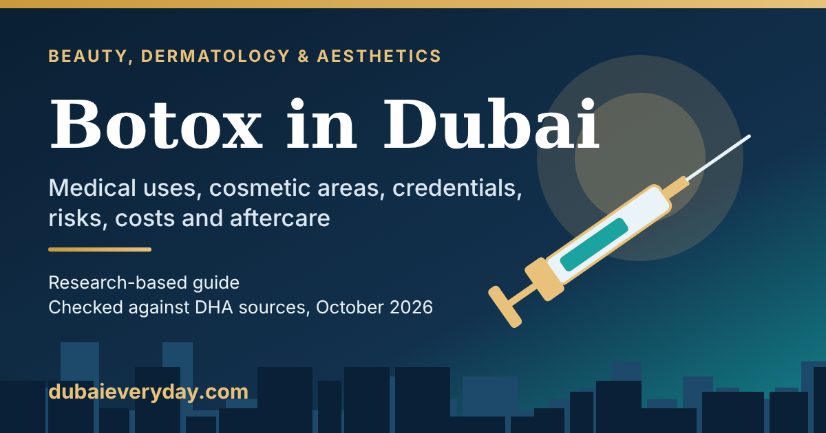 Botox in Dubai: Medical Uses, Cosmetic Areas, Provider Credentials, Risks, Costs, and Aftercare