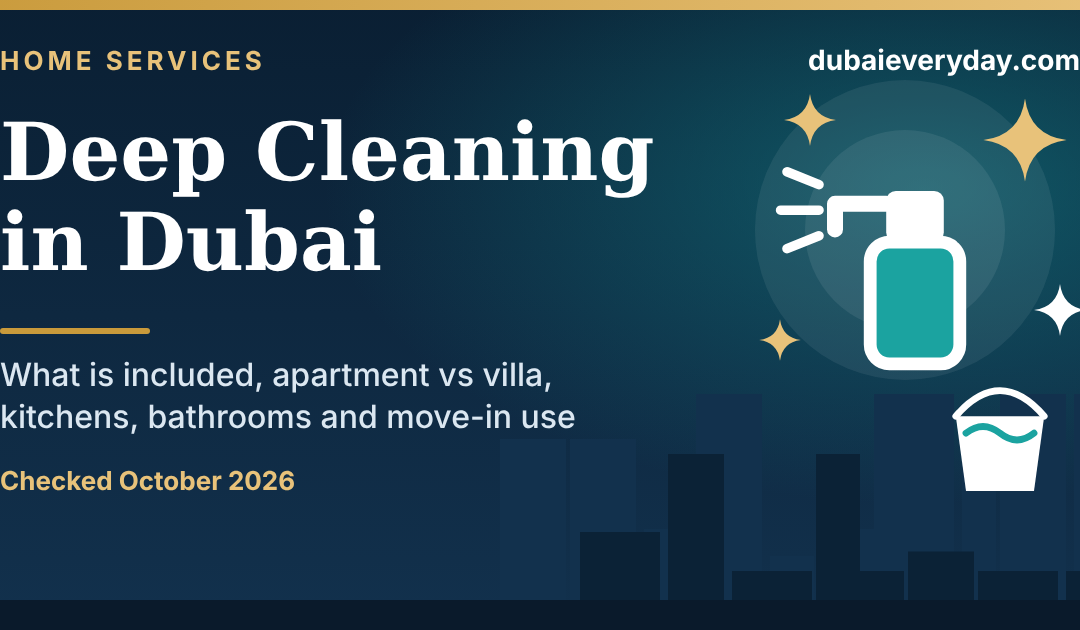 Deep Cleaning in Dubai: What Is Included, Apartment vs Villa, Kitchen, Bathrooms, and Move-In Use