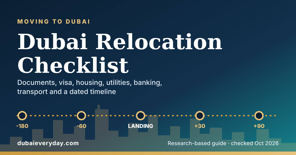 Dubai Relocation Checklist: Documents, Visa, Housing, Utilities, Banking, Transport, and Timeline