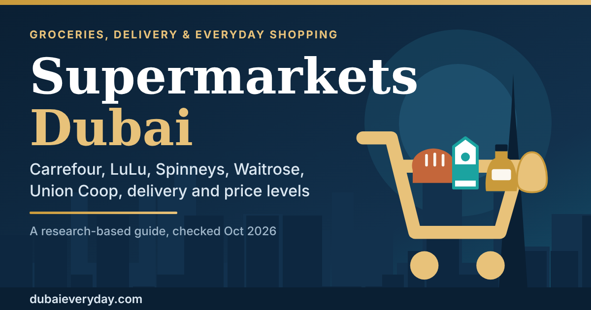 Dubai Supermarket Guide: Carrefour, Lulu, Spinneys, Waitrose, Union Coop, Delivery, and Price Levels